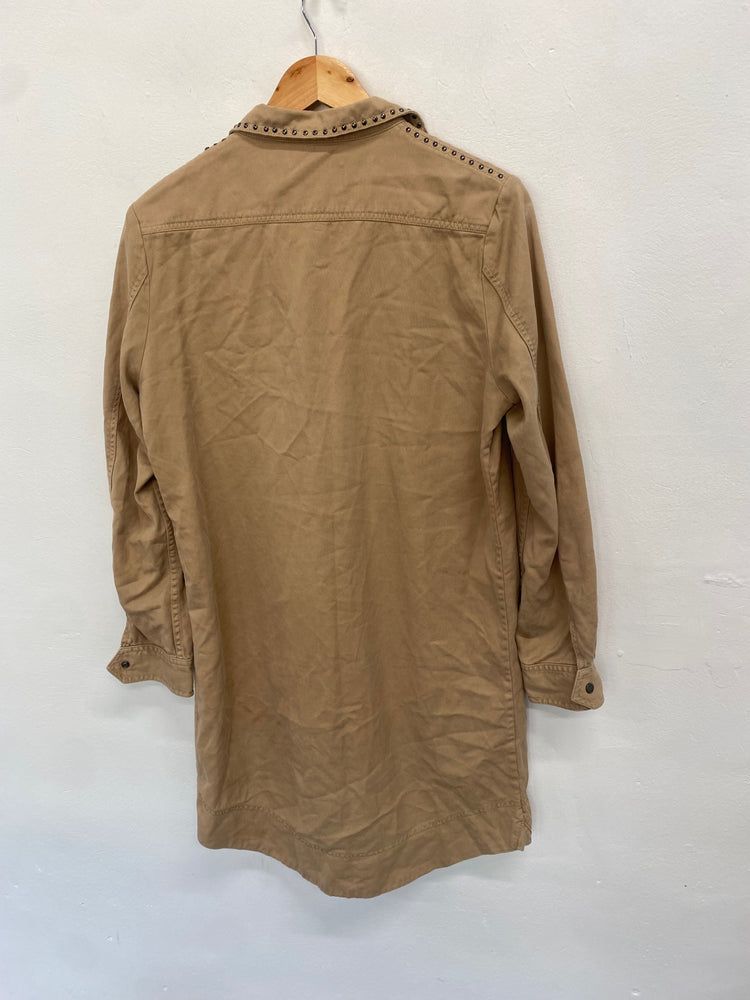 Fabulous Zadig & Voltaire Shirt Dress UK 12 Beige studded GM143