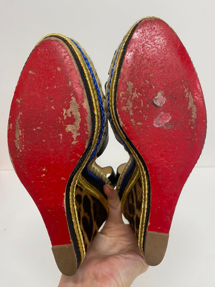 Fabulous Christian Louboutin Trotolitia 140 Wedge Sandals Uk7 Leopard GM143