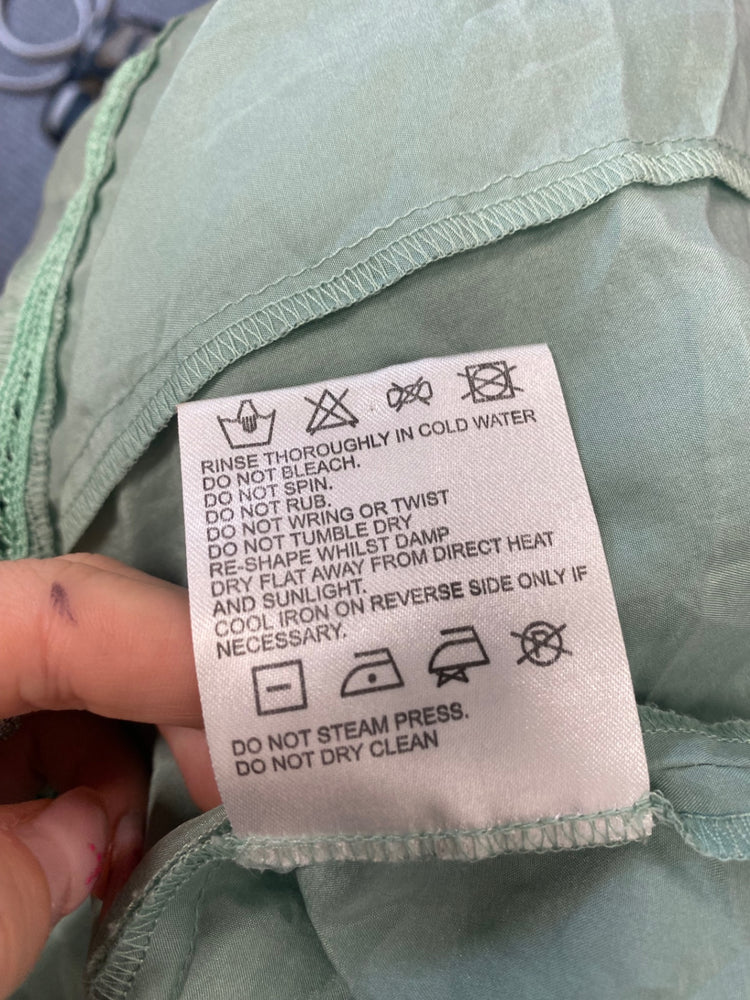 Fabulous Whistles Cami UK 14 Green broderie silk GM143