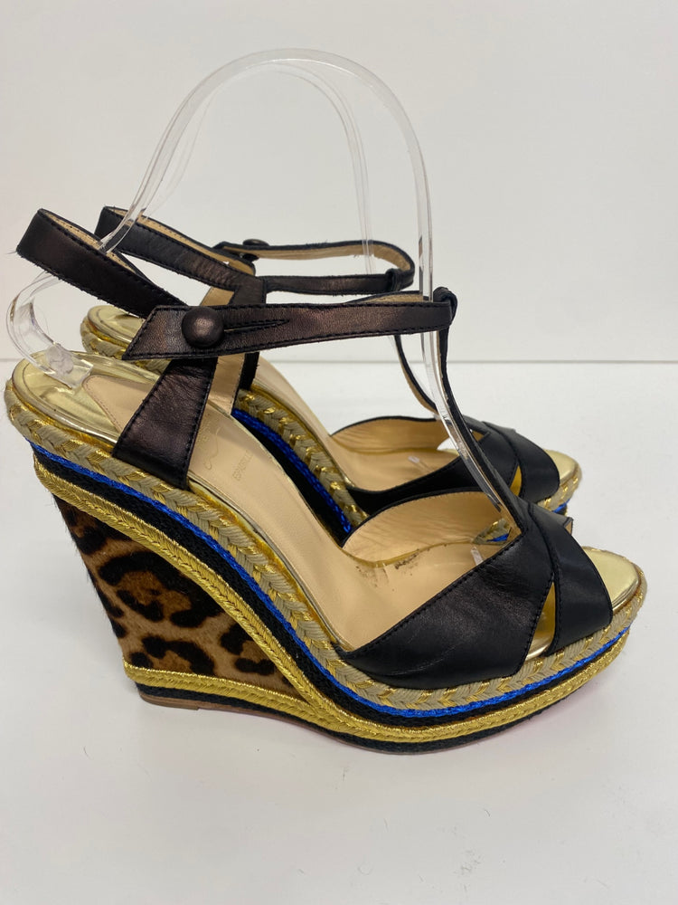 Fabulous Christian Louboutin Trotolitia 140 Wedge Sandals Uk7 Leopard GM143