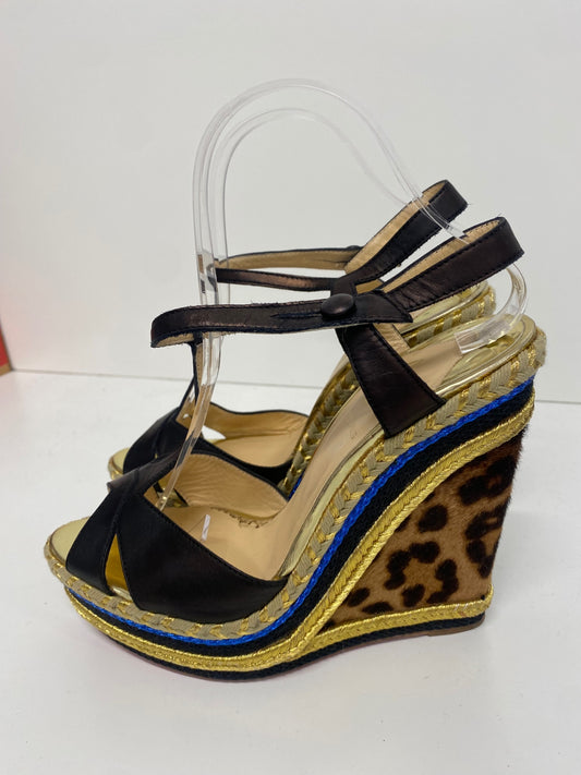 Fabulous Christian Louboutin Trotolitia 140 Wedge Sandals Uk7 Leopard GM143