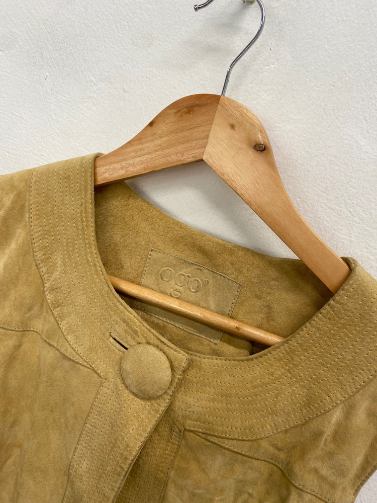 Fabulous Ogo Waistcoat UK M Tan tassel leather boho chic GM143