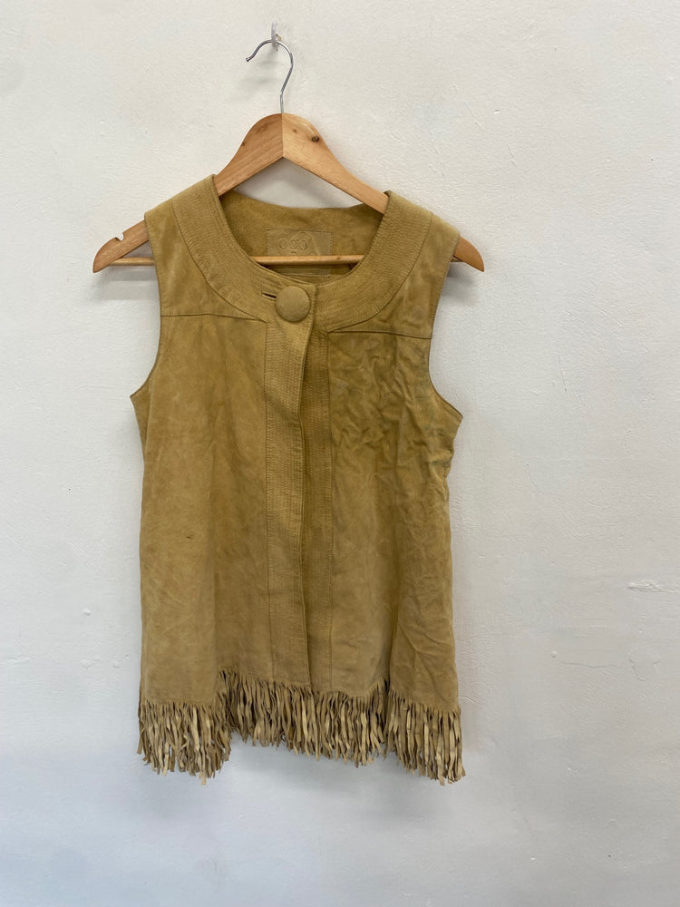 Fabulous Ogo Waistcoat UK M Tan tassel leather boho chic GM143