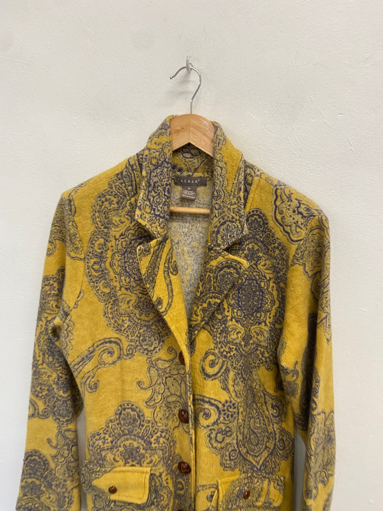 Fabulous KENAR Overcoat UK M Yellow paisley GM143