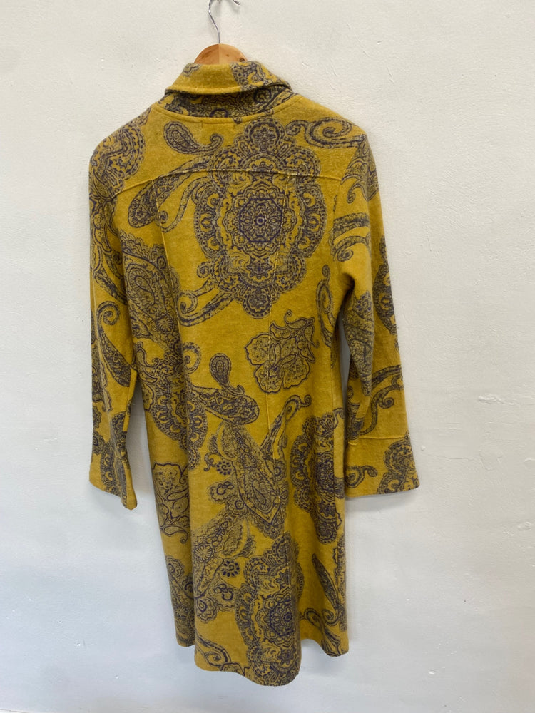 Fabulous KENAR Overcoat UK M Yellow paisley GM143