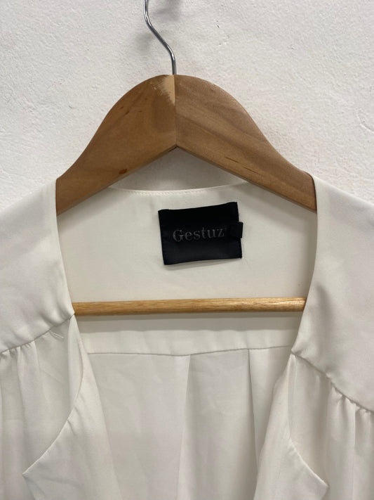 Fabulous Gestuz Blouse UK 14 Cream longline office GM143