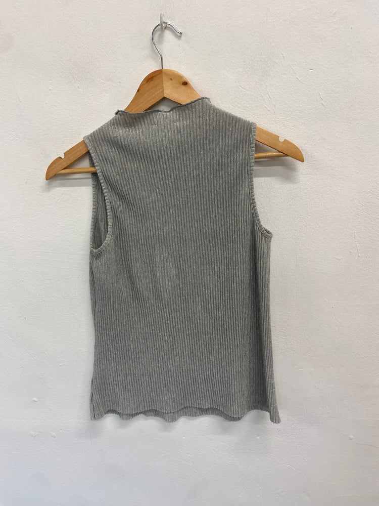 Fabulous Anthropologie Sleeveless Top Uk 6 Grey metallic ribbed ZB458