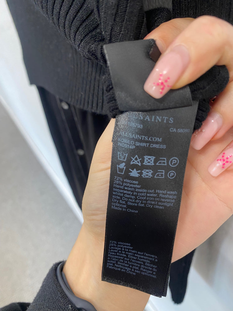 Fabulous AllSaints Shirt jumper 2 piece kowlo Dress UK S Black ZB458