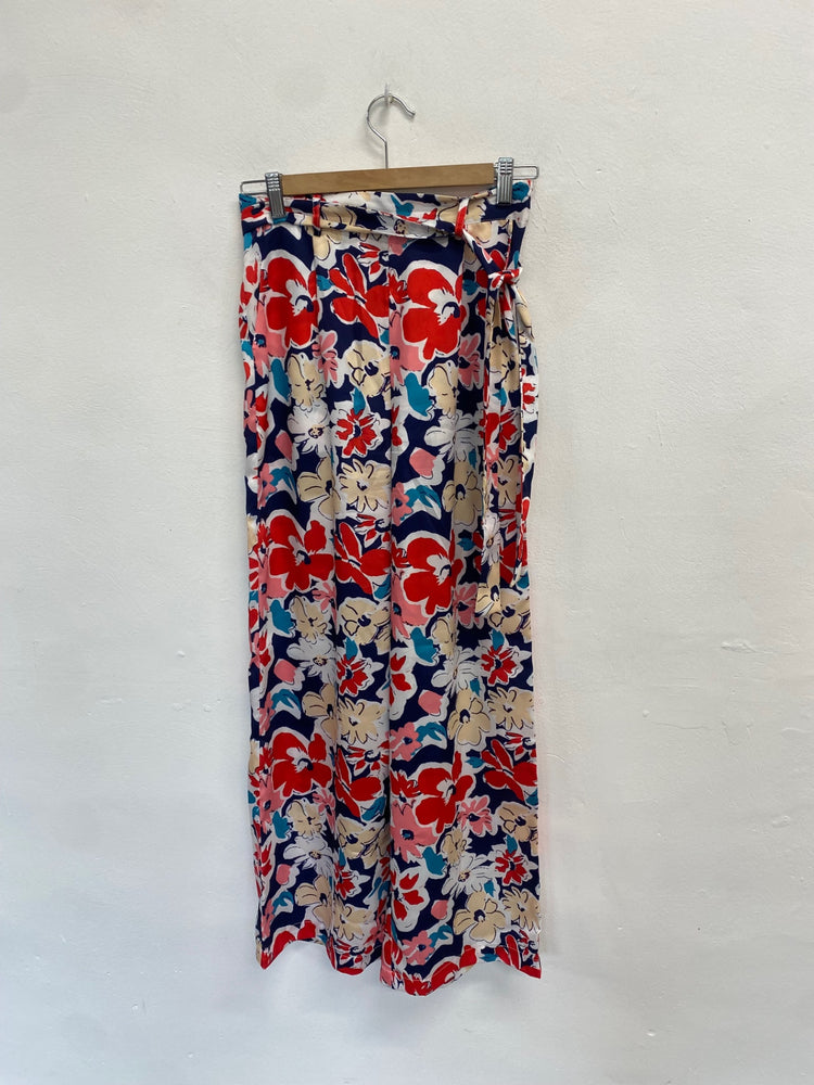 Fabulous Leo & ugo Trousers Uk 6 Multicolor floral tie waist ZB458