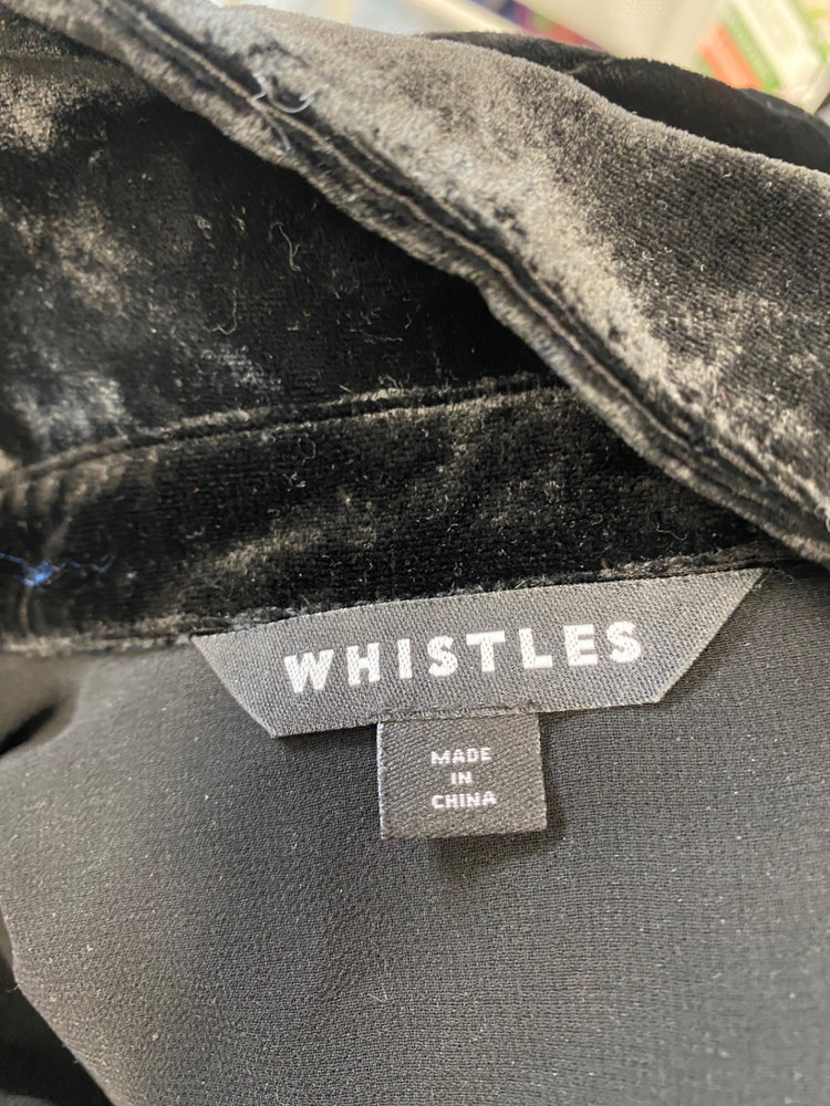 Fabulous Whistles Jumpsuit UK 8 Black velvet zip front ZB458