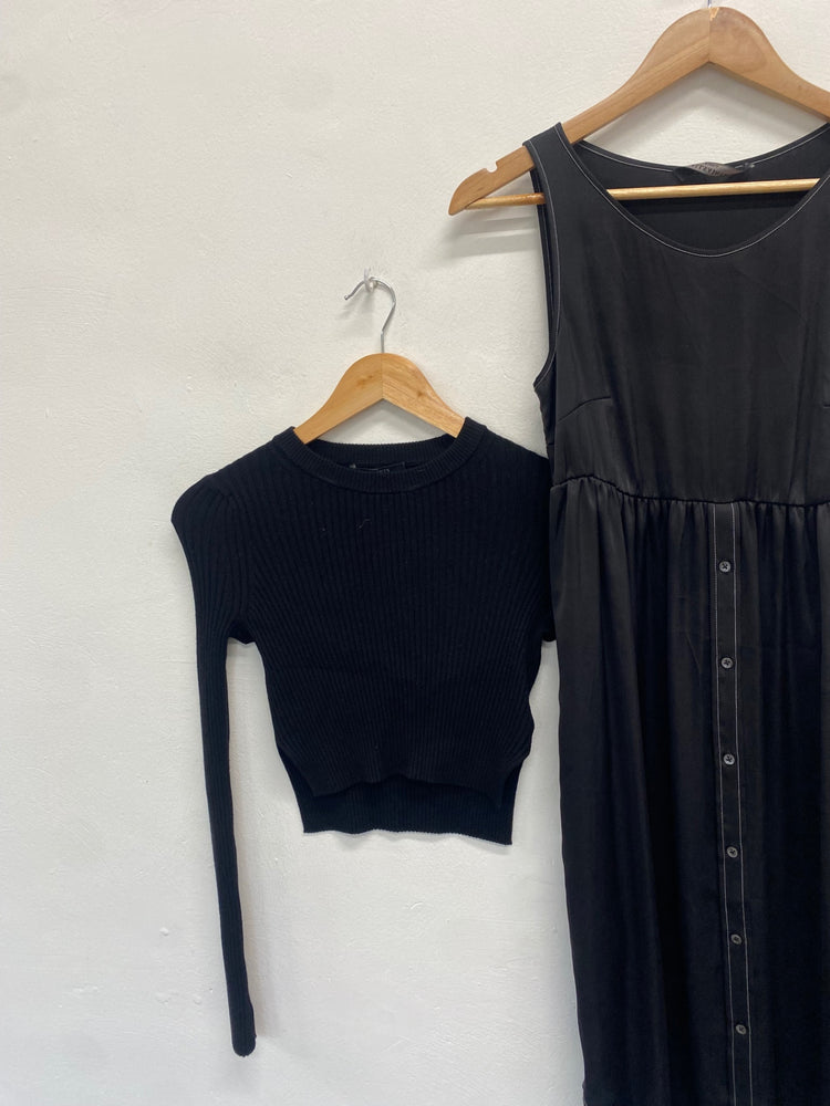 Fabulous AllSaints Shirt jumper 2 piece kowlo Dress UK S Black ZB458