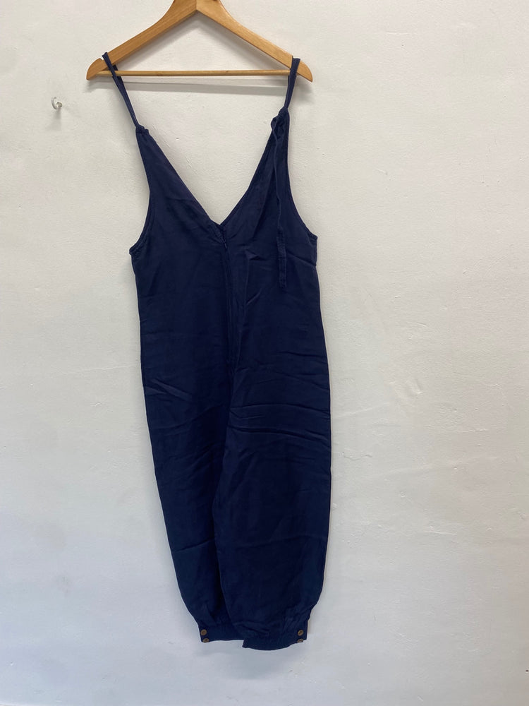 Fabulous Sancia Jumpsuit Uk 8 Navy blue linen Anthropologie ZB458