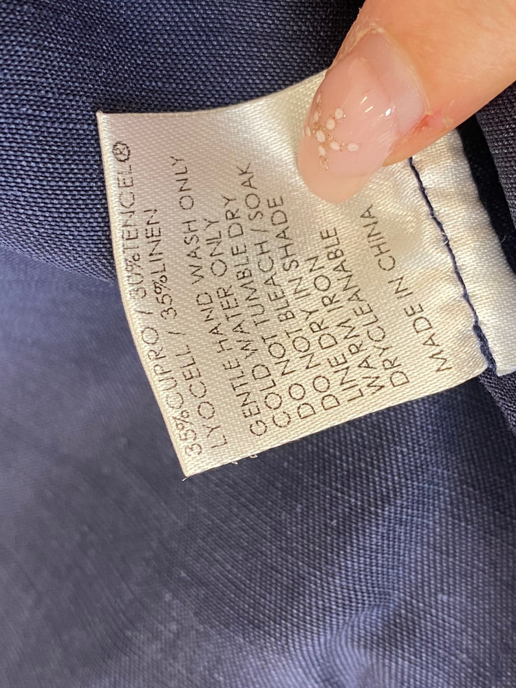 Fabulous Sancia Jumpsuit Uk 8 Navy blue linen Anthropologie ZB458