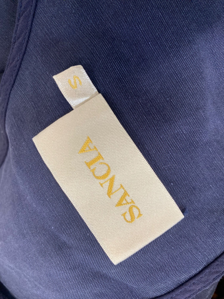 Fabulous Sancia Jumpsuit Uk 8 Navy blue linen Anthropologie ZB458