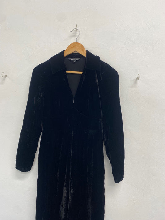 Fabulous Whistles Jumpsuit UK 8 Black velvet zip front ZB458