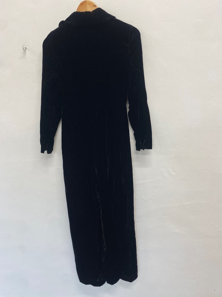 Fabulous Whistles Jumpsuit UK 8 Black velvet zip front ZB458