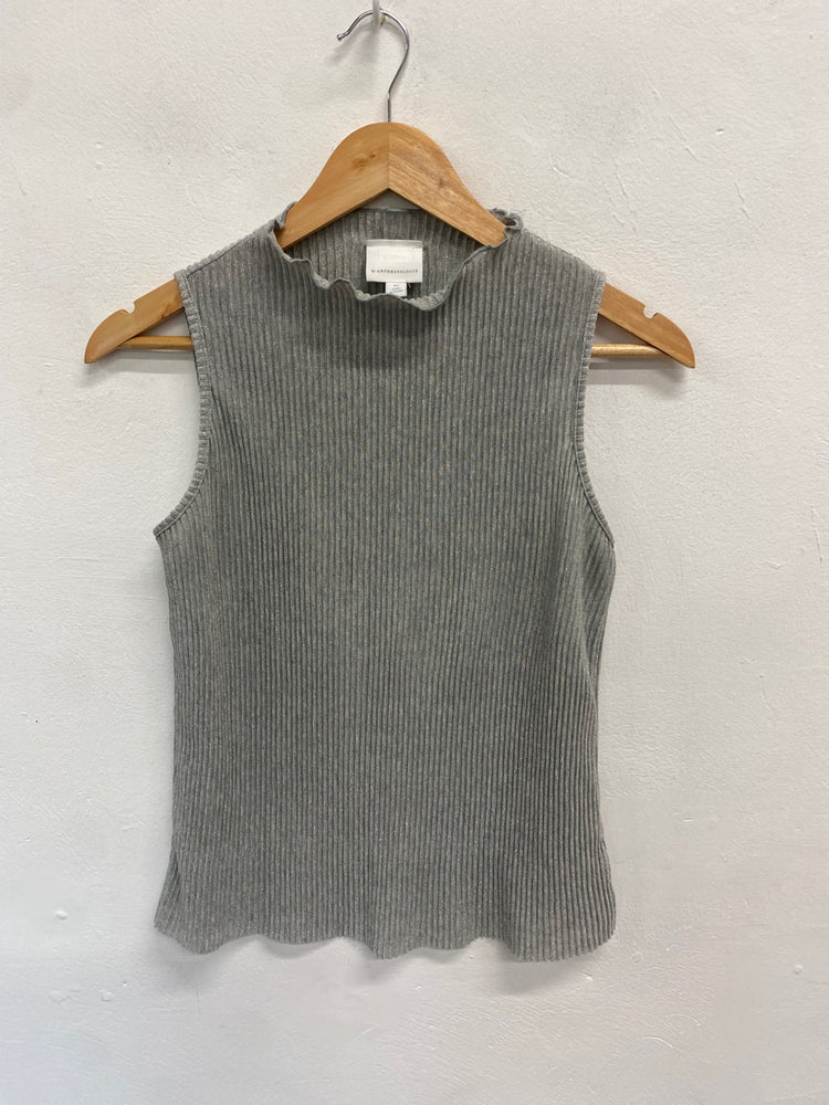 Fabulous Anthropologie Sleeveless Top Uk 6 Grey metallic ribbed ZB458
