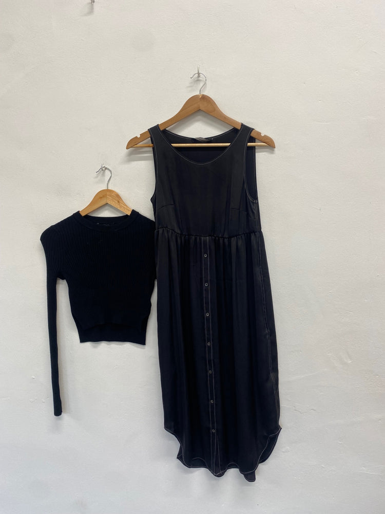 Fabulous AllSaints Shirt jumper 2 piece kowlo Dress UK S Black ZB458