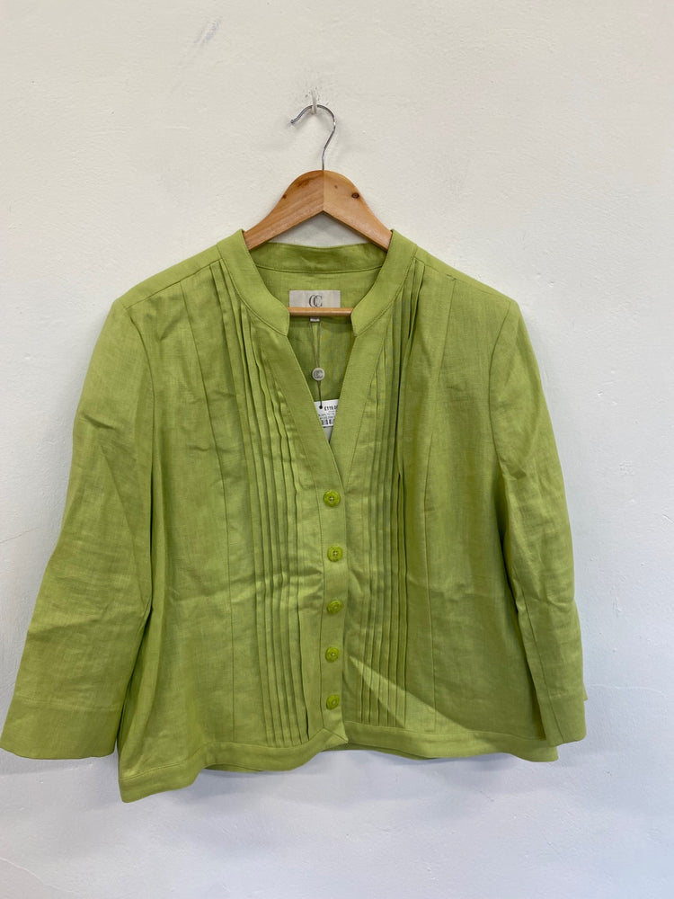 Fabulous CC Country Casuals Linen New Jacket UK18 Green Lime GC459