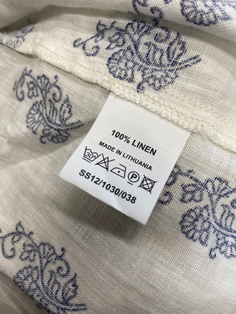 Fabulous EAST Dress UK L Cream blue paisley linen gc459