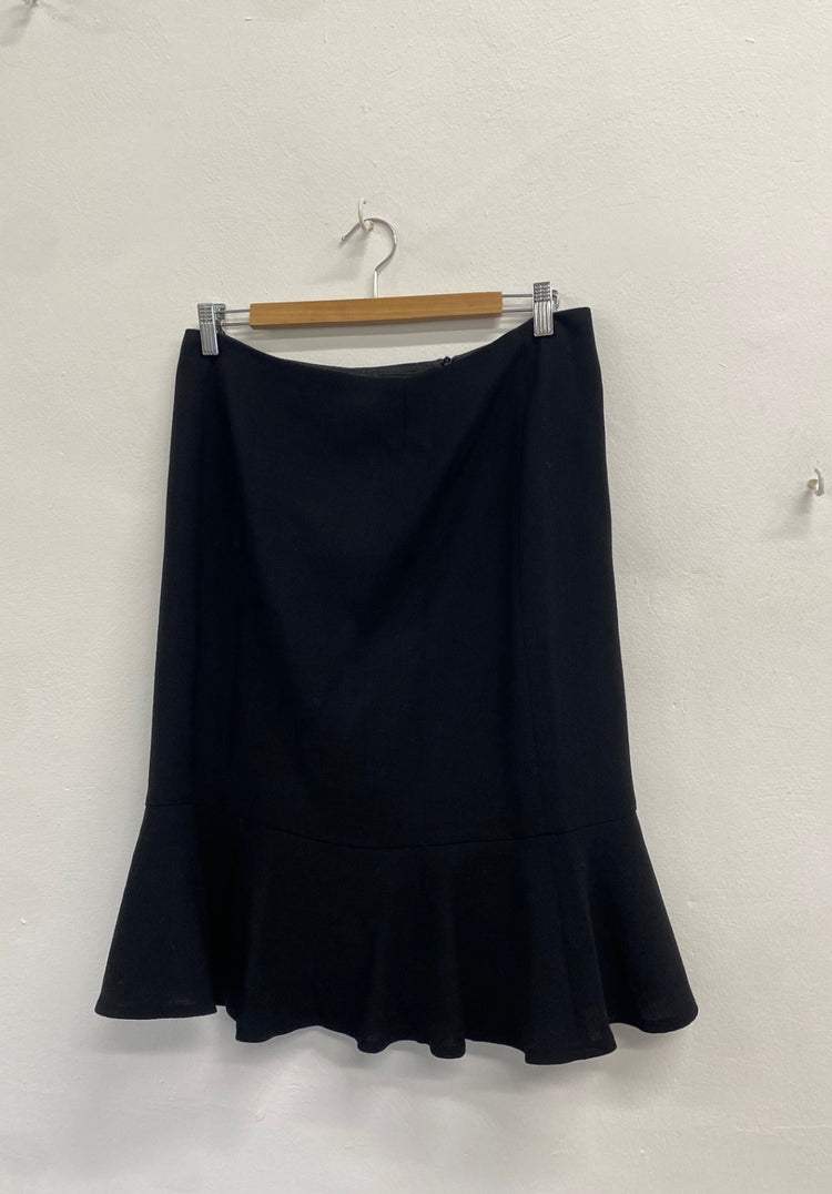 Fabulous Hobbs Skirt UK 14 Black frill hem office SW461