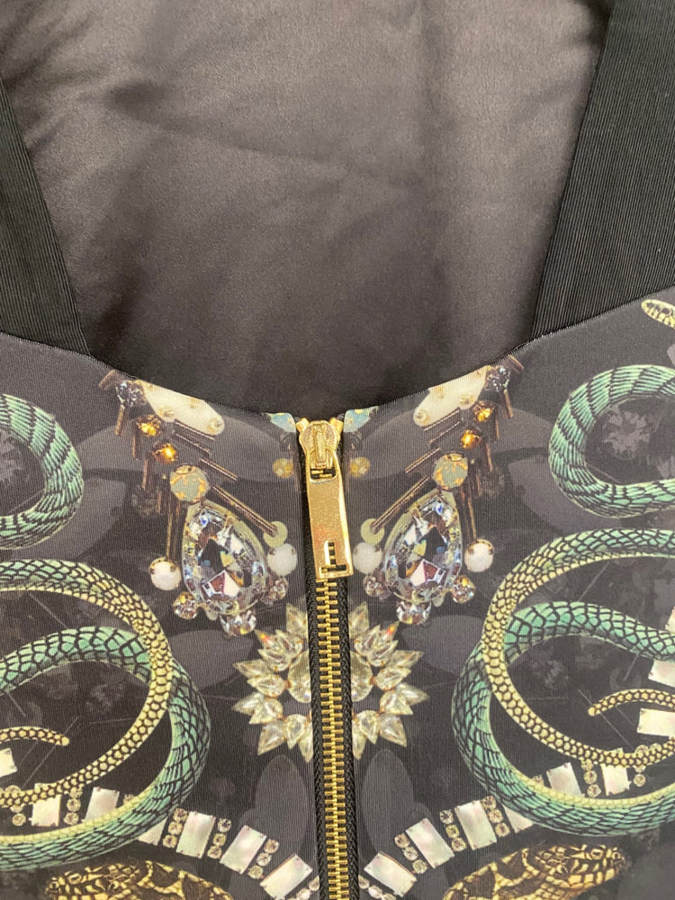 Fabulous Ted Baker Bella Gold chain Jewels Dress UK12 Black PS462