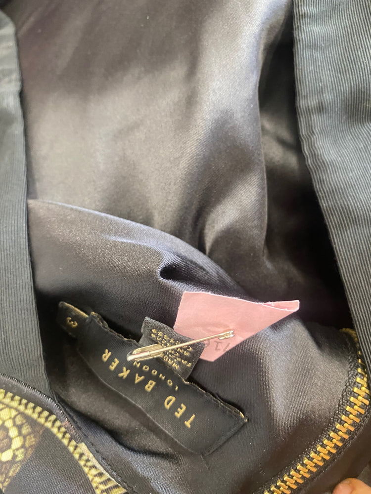 Fabulous Ted Baker Bella Gold chain Jewels Dress UK12 Black PS462