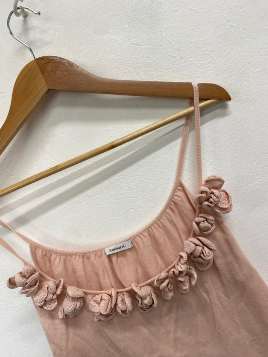 Fabulous Gacharel Top UK 12 Rose Pink floral hem cami GM143