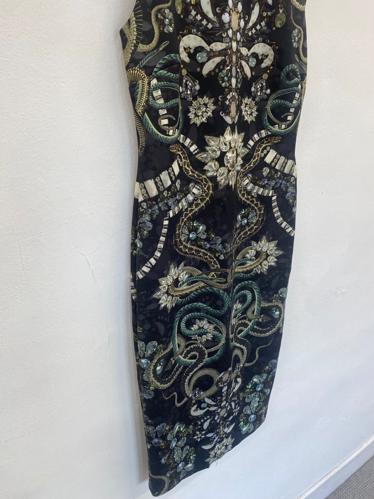 Fabulous Ted Baker Bella Gold chain Jewels Dress UK12 Black PS462