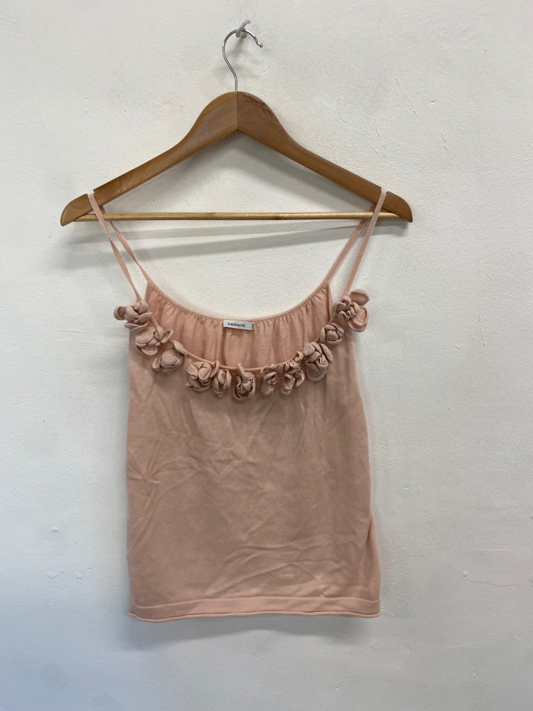 Fabulous Gacharel Top UK 12 Rose Pink floral hem cami GM143