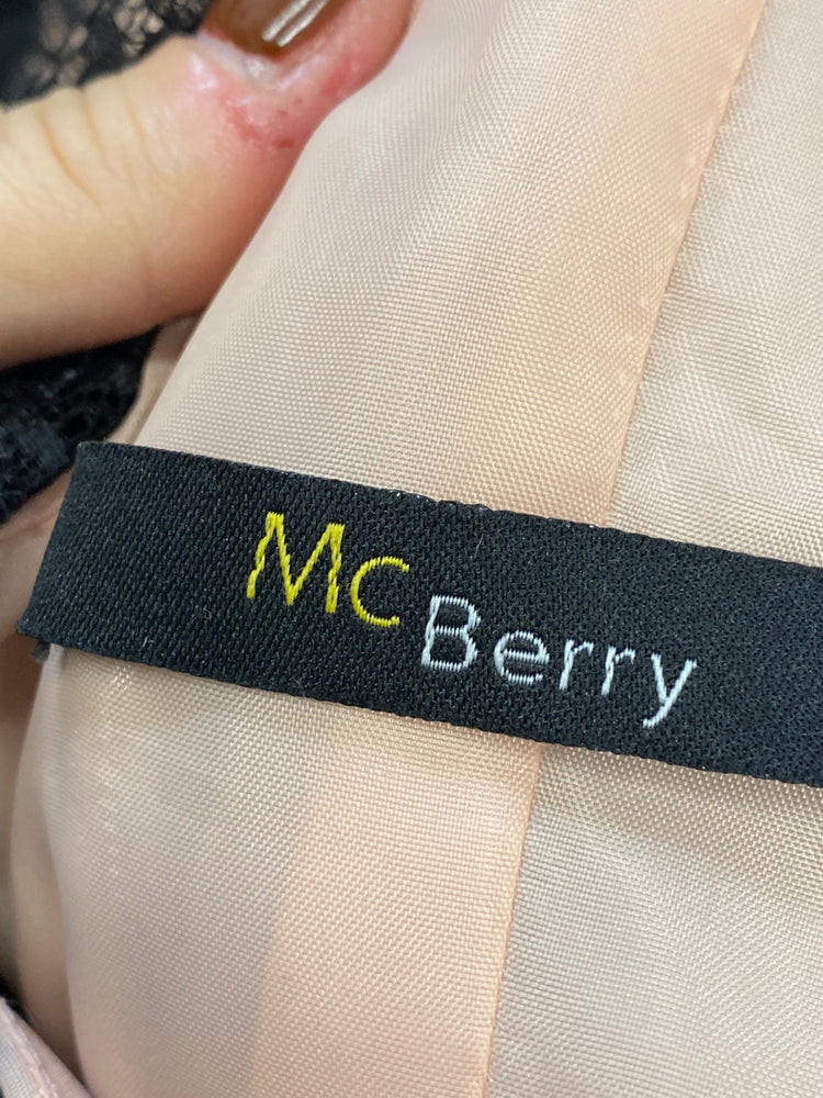 Fabulous Mc berry Dress Uk 10 Black and Beige lace feathered party JF463