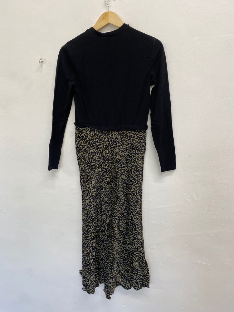 Fabulous Mint Velvet Dress Uk 10 Black leopard JF463