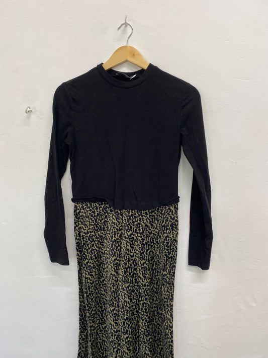 Fabulous Mint Velvet Dress Uk 10 Black leopard JF463