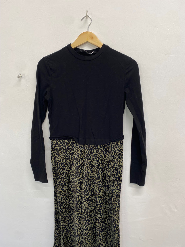 Fabulous Mint Velvet Dress Uk 10 Black leopard JF463