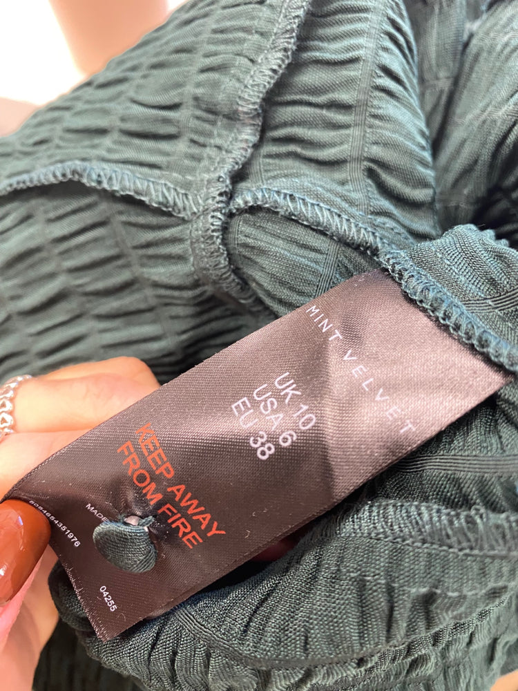 Fabulous Mint Velvet Dress UK 10 Dark green shirred maxi JF463