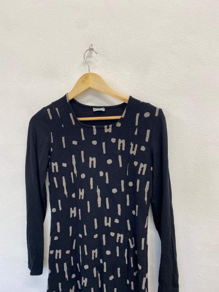 Fabulous Naya Midi Dress Uk 10 Black and beige ribbed JF463