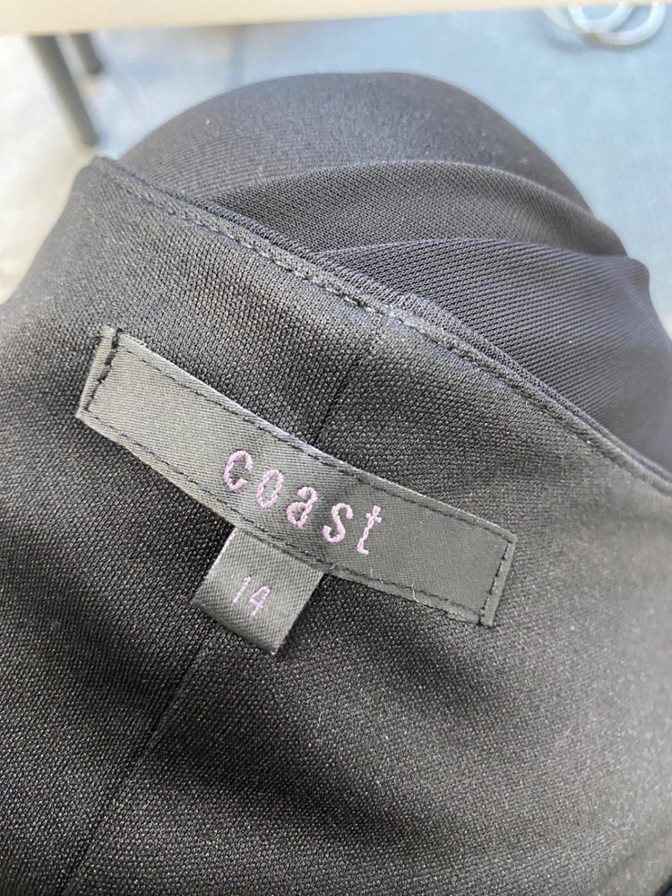 Fabulous Coast Dress UK 14 Black wrap side tie dress formal JF463