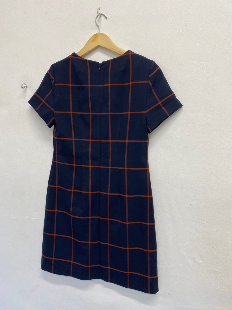 Fabulous Hobbs Dress Uk 10 Navy checked midi JF463