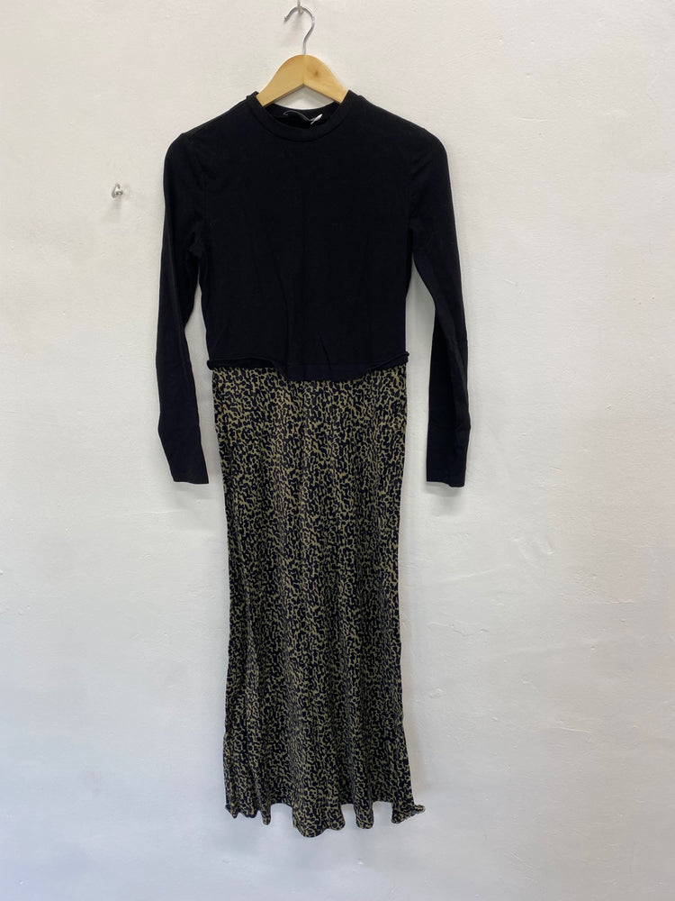 Fabulous Mint Velvet Dress Uk 10 Black leopard JF463