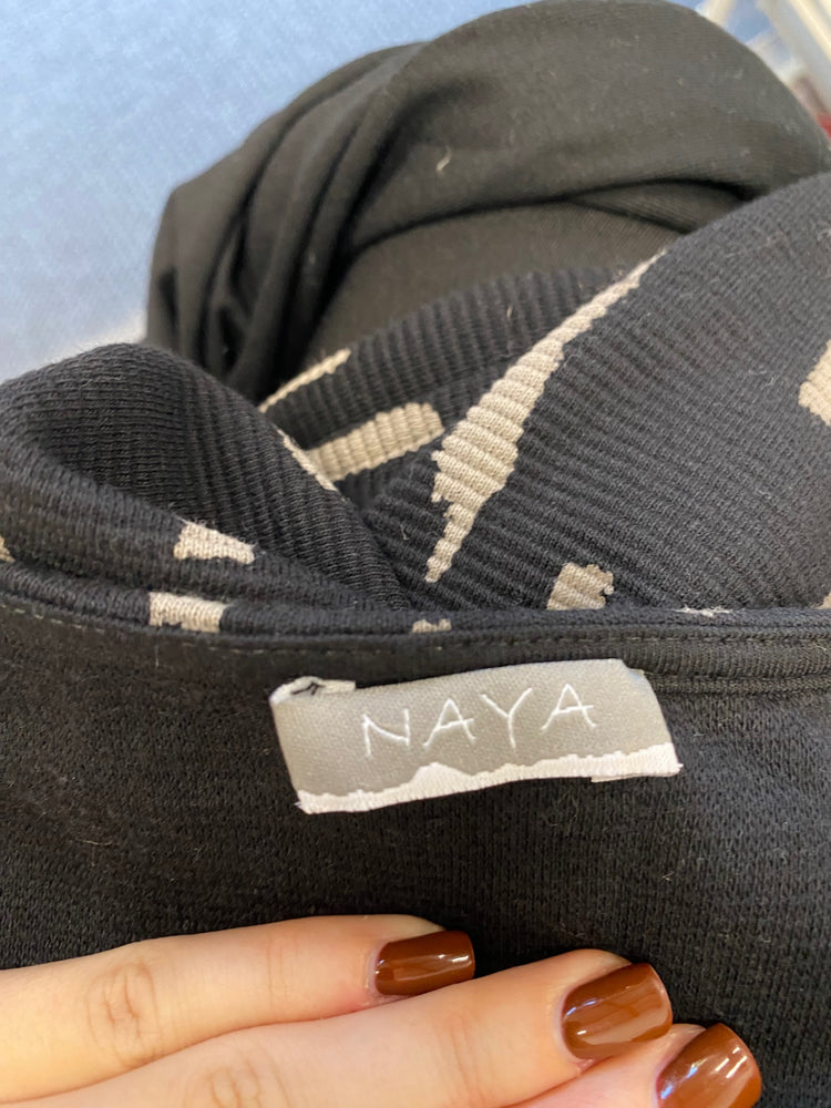 Fabulous Naya Midi Dress Uk 10 Black and beige ribbed JF463