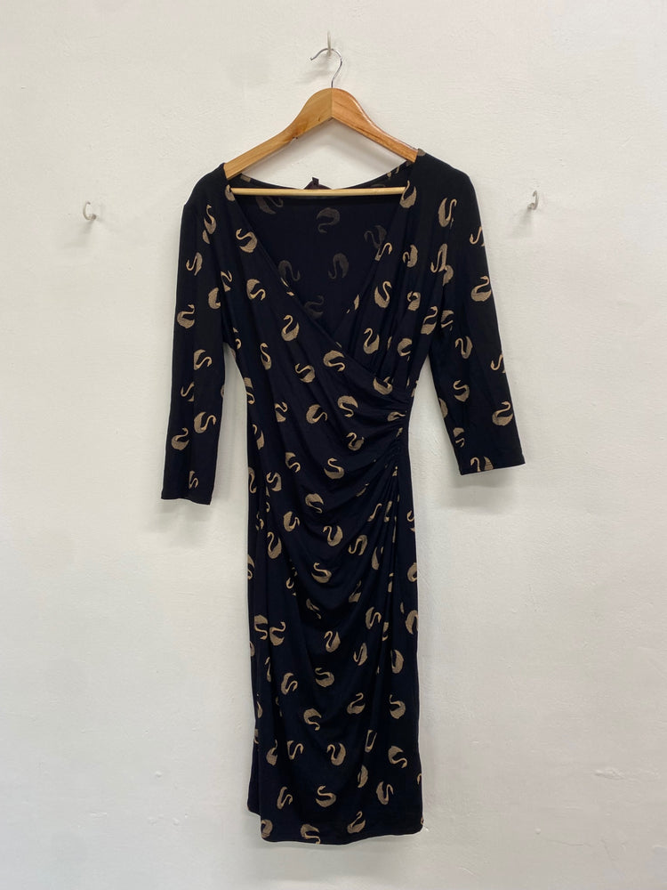 Fabulous Phase Eight Dress UK 14 Black swan Midi jf463