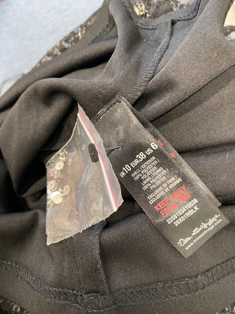 Fabulous Miss Selfridge Dress Uk 10 Black and silver sequin party JF463