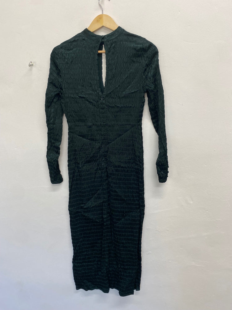 Fabulous Mint Velvet Dress UK 10 Dark green shirred maxi JF463