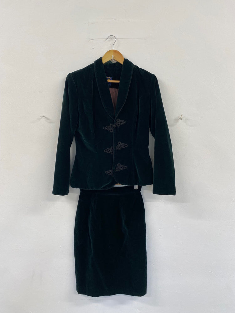Fabulous Monsoon Twilight Velvet vintage Suit Set UK8-10 Forest Green w25 JF463