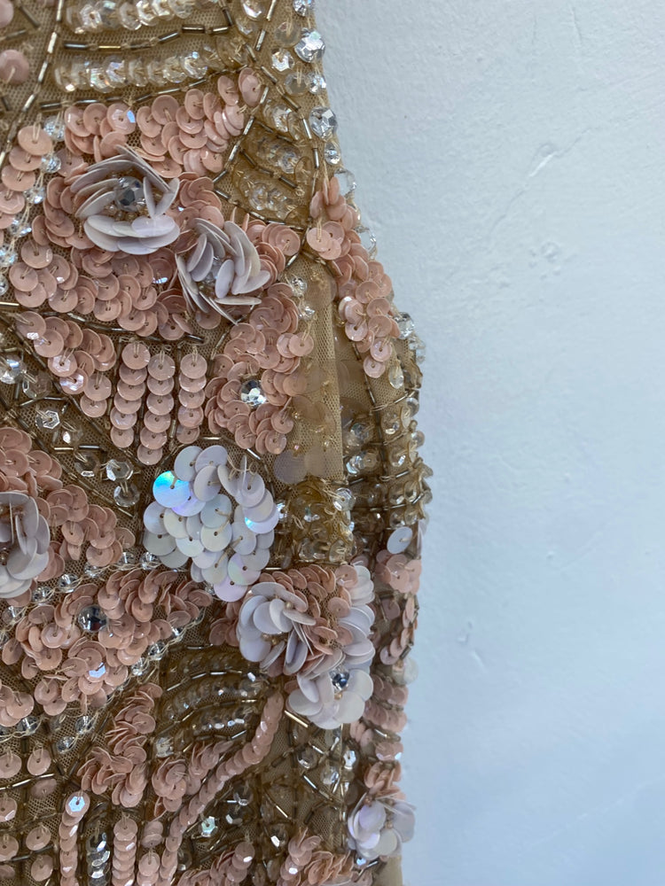 Fabulous Miss Selfridge Floral embellished Dress UK10 petite Gold & Peach JF463