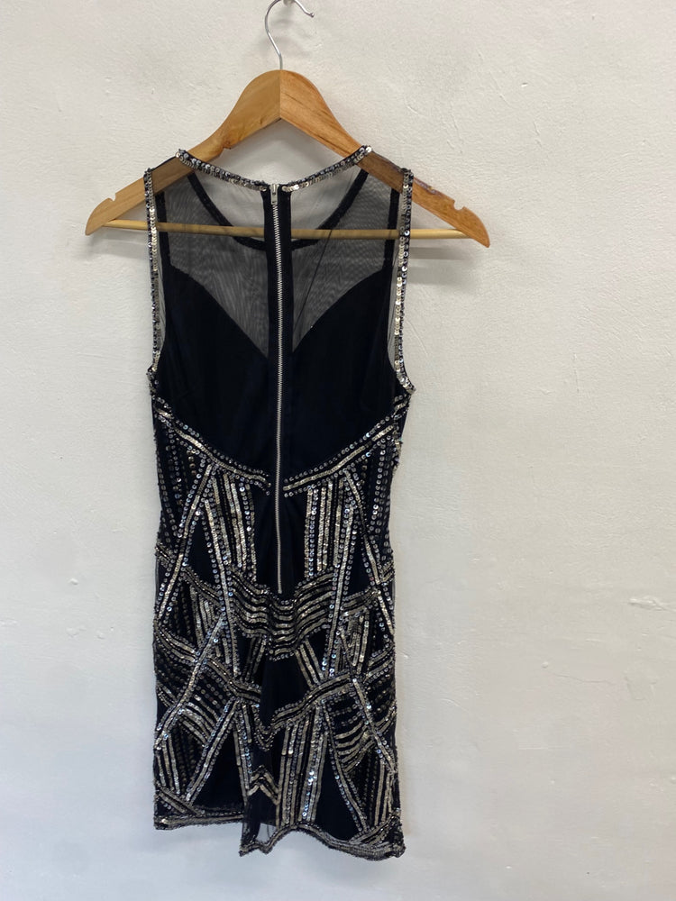 Fabulous Miss Selfridge Dress Uk 10 Black and silver sequin party JF463