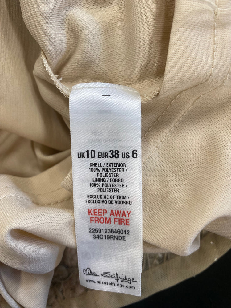 Fabulous Miss Selfridge Floral embellished Dress UK10 petite Gold & Peach JF463