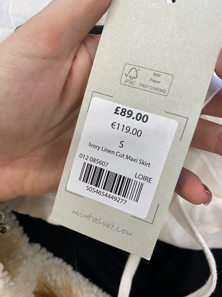 Fabulous Mint Velvet UK S Ivory maxi skirt JF463
