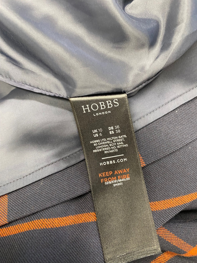 Fabulous Hobbs Dress Uk 10 Navy checked midi JF463