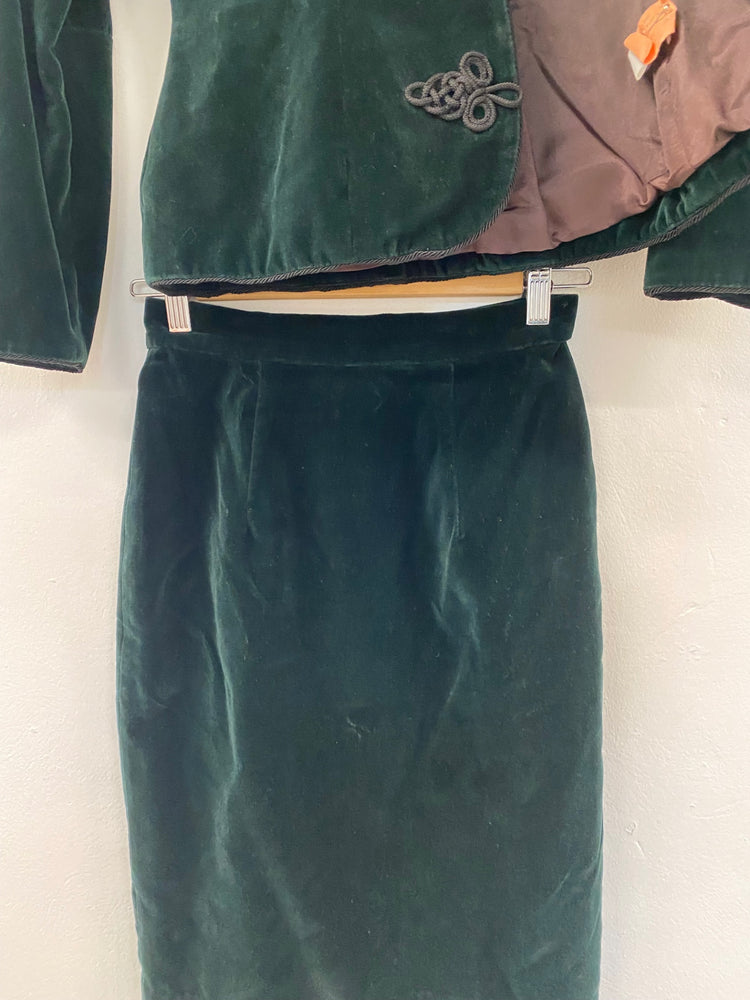 Fabulous Monsoon Twilight Velvet vintage Suit Set UK8-10 Forest Green w25 JF463